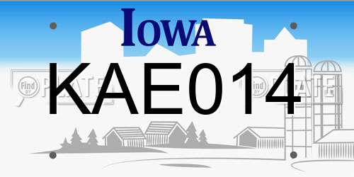 KAE014 Iowa License Plate