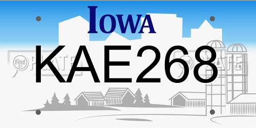 KAE268 Iowa License Plate