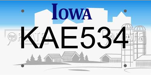 KAE534 Iowa License Plate
