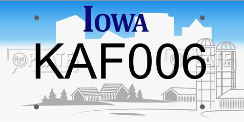 KAF006 Iowa License Plate