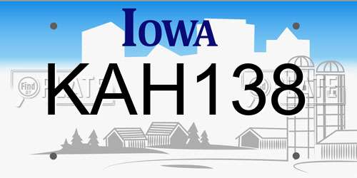 KAH138 Iowa License Plate