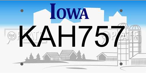 KAH757 Iowa License Plate