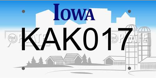 KAK017 Iowa License Plate