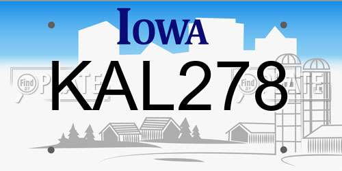 KAL278 Iowa License Plate