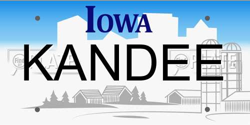 KANDEE Iowa License Plate