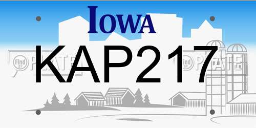 KAP217 Iowa License Plate
