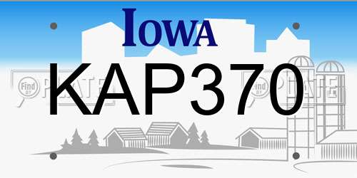 KAP370 Iowa License Plate
