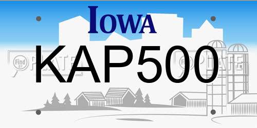 KAP500 Iowa License Plate