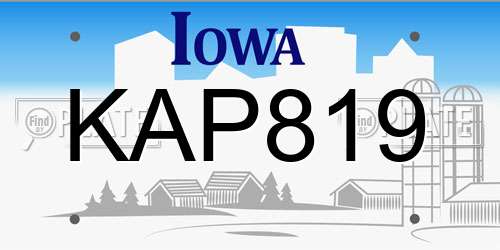 KAP819 Iowa License Plate