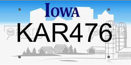 KAR476 Iowa License Plate
