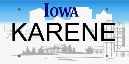 KARENE Iowa License Plate