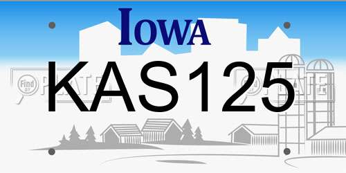 KAS125 Iowa License Plate