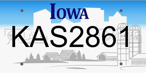 KAS2861 Iowa License Plate