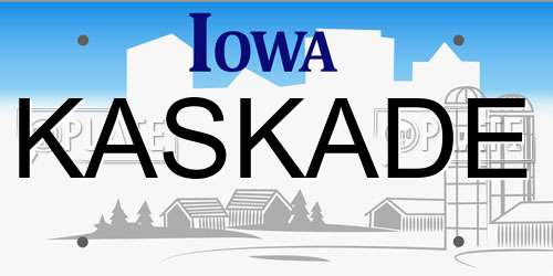 KASKADE Iowa License Plate