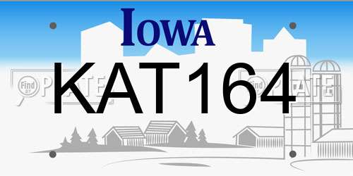 KAT164 Iowa License Plate