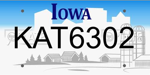 KAT6302 Iowa License Plate