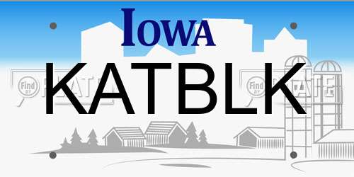 KATBLK Iowa License Plate