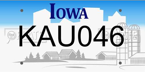 KAU046 Iowa License Plate