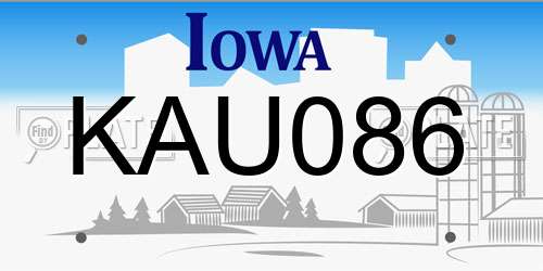 KAU086 Iowa License Plate