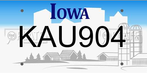 KAU904 Iowa License Plate