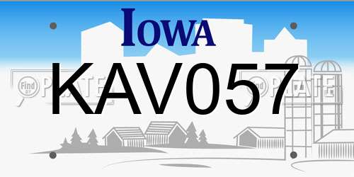 KAV057 Iowa License Plate