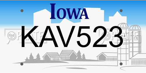 KAV523 Iowa License Plate