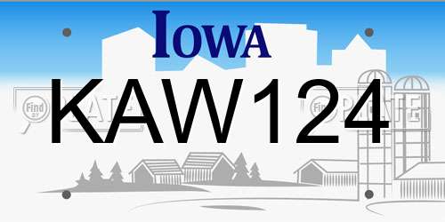 KAW124 Iowa License Plate