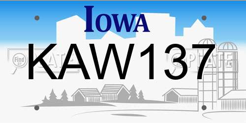 KAW137 Iowa License Plate
