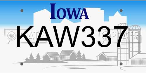 KAW337 Iowa License Plate