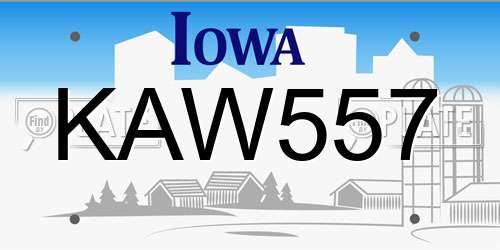 KAW557 Iowa License Plate