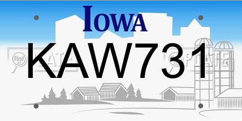 KAW731 Iowa License Plate