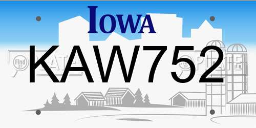 KAW752 Iowa License Plate