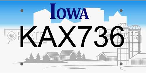 KAX736 Iowa License Plate