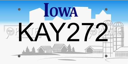 KAY272 Iowa License Plate
