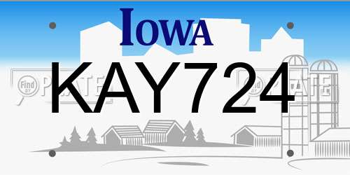 KAY724 Iowa License Plate