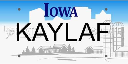 KAYLAF Iowa License Plate