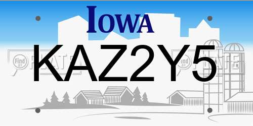 KAZ2Y5 Iowa License Plate
