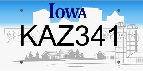 KAZ341 Iowa License Plate
