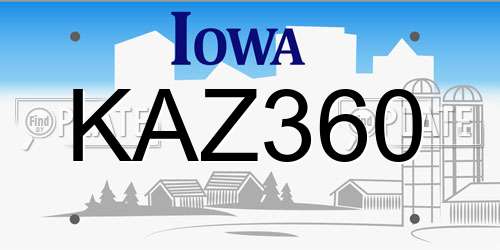KAZ360 Iowa License Plate