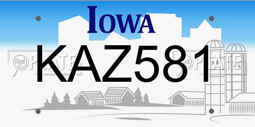 KAZ581 Iowa License Plate
