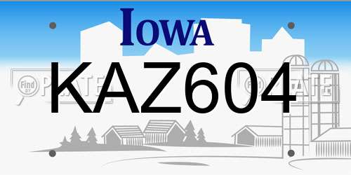 KAZ604 Iowa License Plate