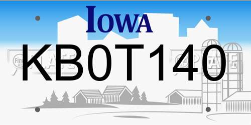 KB0T140 Iowa License Plate