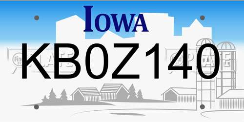 KB0Z140 Iowa License Plate