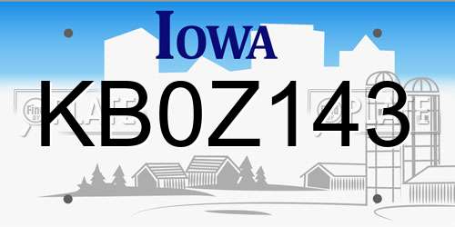 KB0Z143 Iowa License Plate