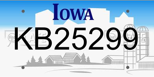 KB25299 Iowa License Plate