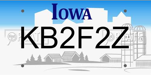 KB2F2Z Iowa License Plate