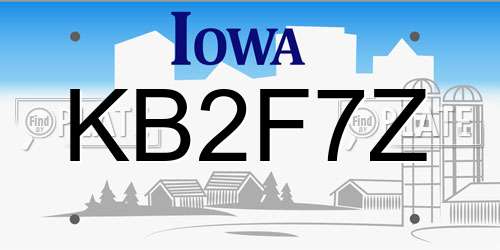 KB2F7Z Iowa License Plate