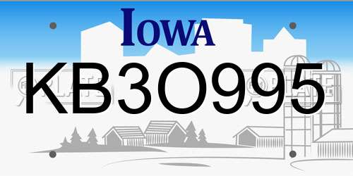 KB3O995 Iowa License Plate