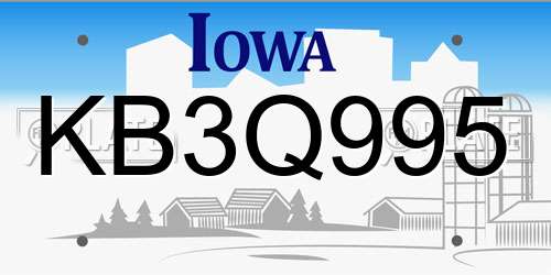 KB3Q995 Iowa License Plate