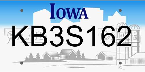 KB3S162 Iowa License Plate